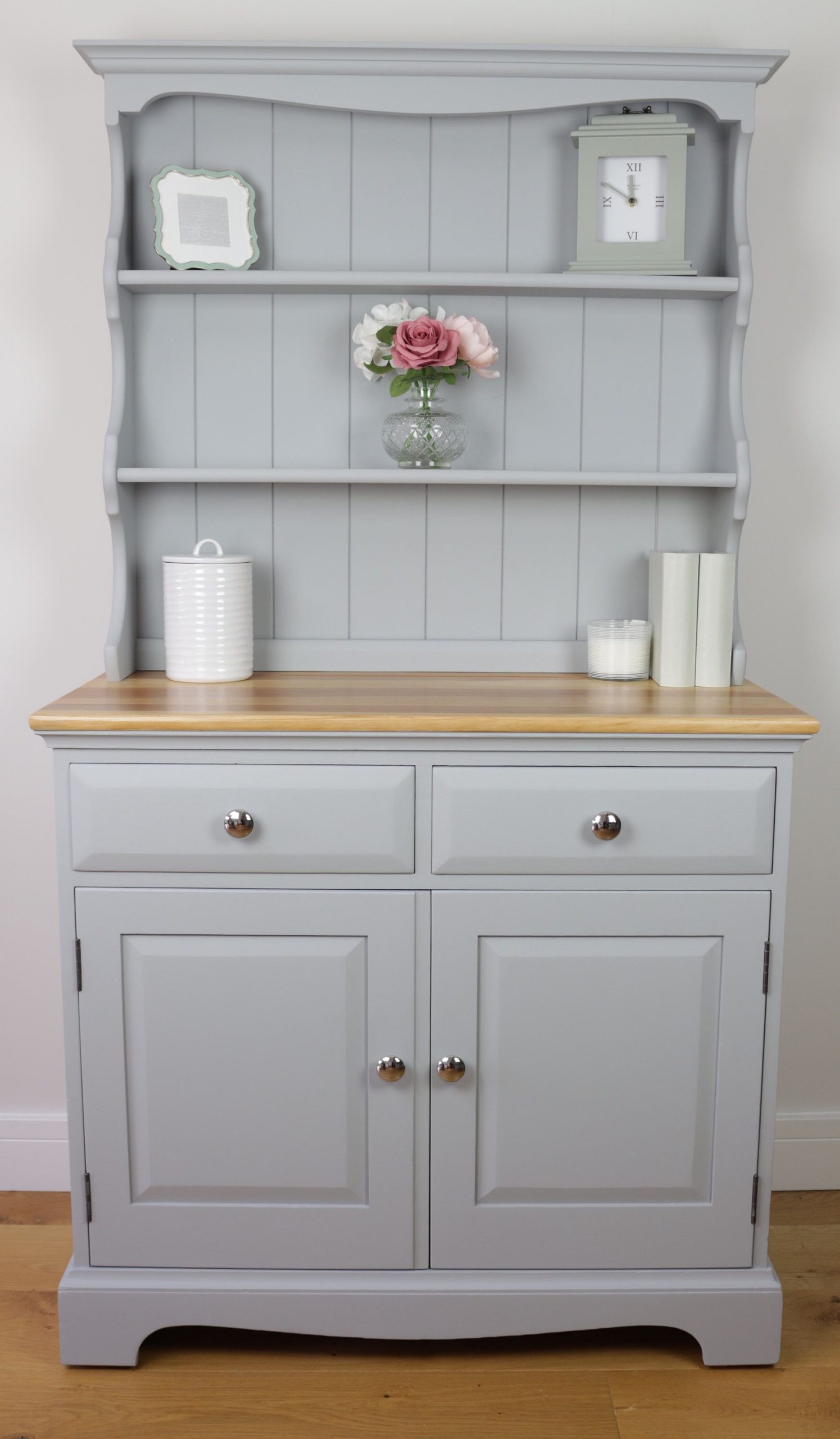 SOLD – Light Grey Vintage Welsh Dresser – Country – Farmhouse – Hand Painted – Urbane Grey