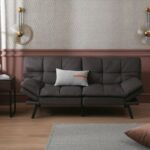 Westsky 71 Modern Fabric Convertible Memory Foam Futon Couch Bed .