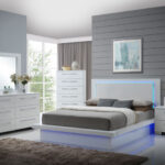 Sapphire High Gloss White Laminate Platform Bedroom Set from New .