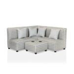 Furniture of America Sami Gray Gingham Kids Sofa Sectional with .