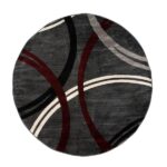 WRG Red Modern Abstract Circles Design 6 ft. 6 in. Round Area Rug .