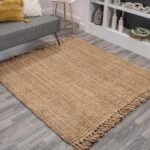 JONATHAN Y Pata Hand Woven Chunky Jute with Fringe Natural 9 ft .