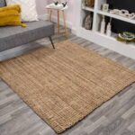 JONATHAN Y Natural 8 ft. Square Pata Hand Woven Chunky Jute Area .