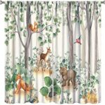 Amazon.com: Forest Animal Curtains,Fox Elk Bird Animal Watercolor .