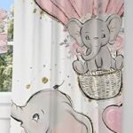Amazon.com: Cute Elephants and Balloons Baby Girl Room Curtain .