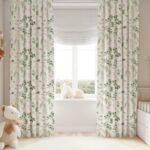 Neutral Curtains, Greenery Leaves Curtains, Gender Neutral .