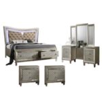Best Quality Furniture Venetian 4-Piece Champagne Color Wood Queen .