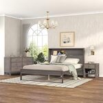 Amazon.com: 3-Piece Bedroom Set Queen Size Wood Platform Bed Frame .