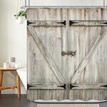 Amazon.com: Ufeela Rustic Barn Door Shower Curtain Farmhouse .