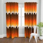 Retro Abstract Curtain Panel Golden Orange 1970s by Circa78designs .