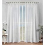 EXCLUSIVE HOME Bella White Solid Sheer Tab Top Curtain, 54 in. W x .
