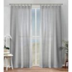 EXCLUSIVE HOME Bella Silver Solid Sheer Tab Top Curtain, 54 in. W .