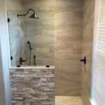 10 Walk in showers with half wall ideas | doorless shower .