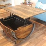 Wine Barrel Table, Wood Barrel Table, Lift Coffee Table, Unique .