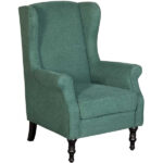 Evelyn Dark Green Wing Back Chair - | AFW.c