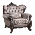 Acme Furniture Benbek Taupe Tufted Wing Back Chair with Pillow .