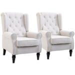 Homcom Button-tufted Accent Chair With High Wingback, Rounded .