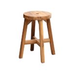 URTR 17.7 in. Brown Acacia Wood Stool with Footrest Round Accent .