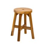 URTR 17.7 in. Brown Acacia Wood Stool with Footrest Round Accent .