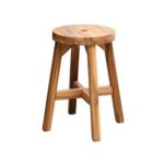 Siavonce 17.7 in. Natural Brown Acacia Wood Stool Round Top Chairs .