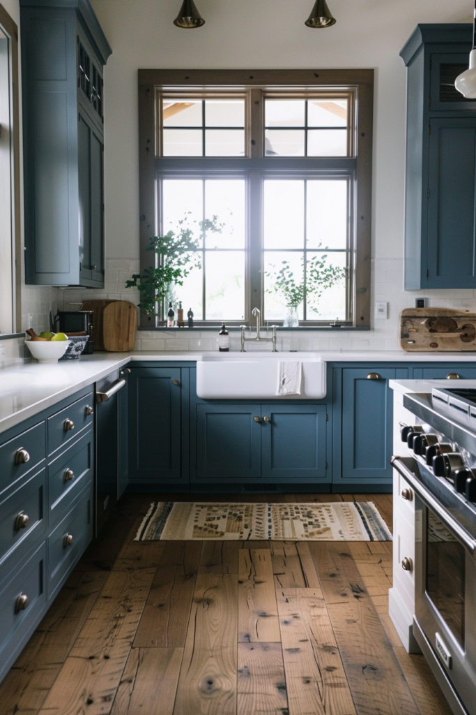 blue kitchen cabinets