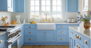 blue kitchen cabinets