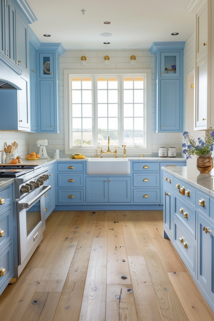 blue kitchen cabinets