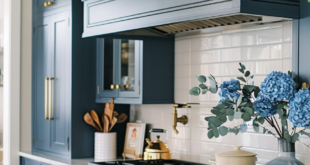 blue kitchen cabinets