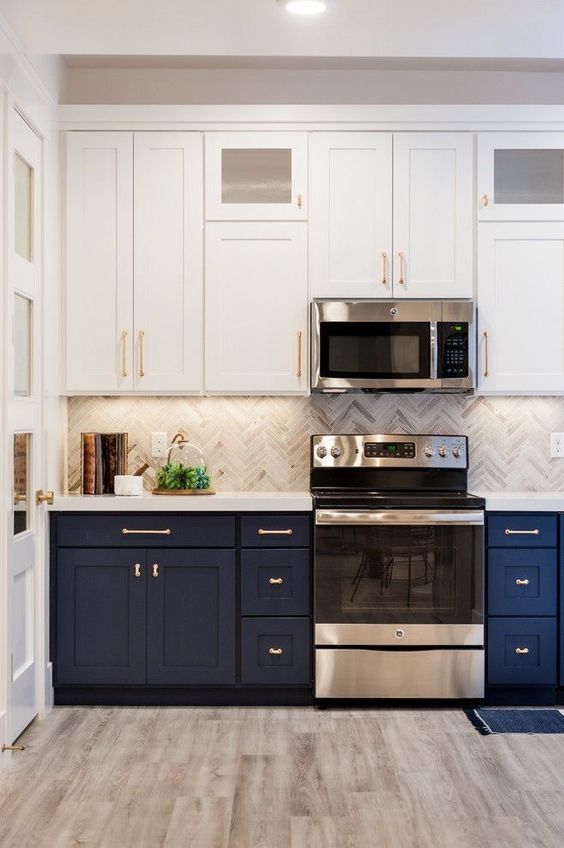 blue kitchen cabinets