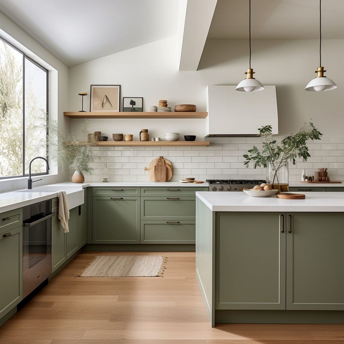 kitchen green cabinets