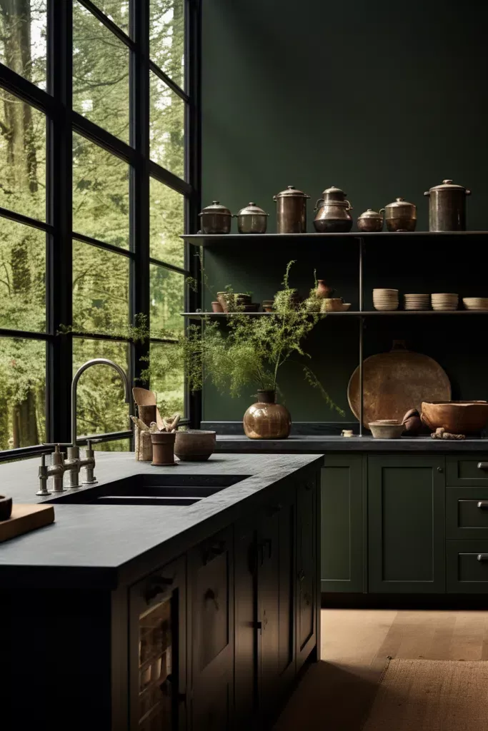 green kitchen cabinets