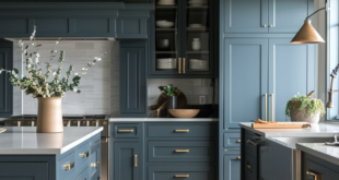 blue kitchen cabinets