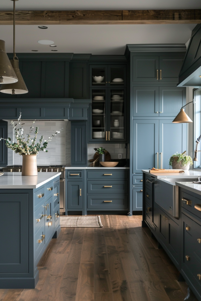 blue kitchen cabinets