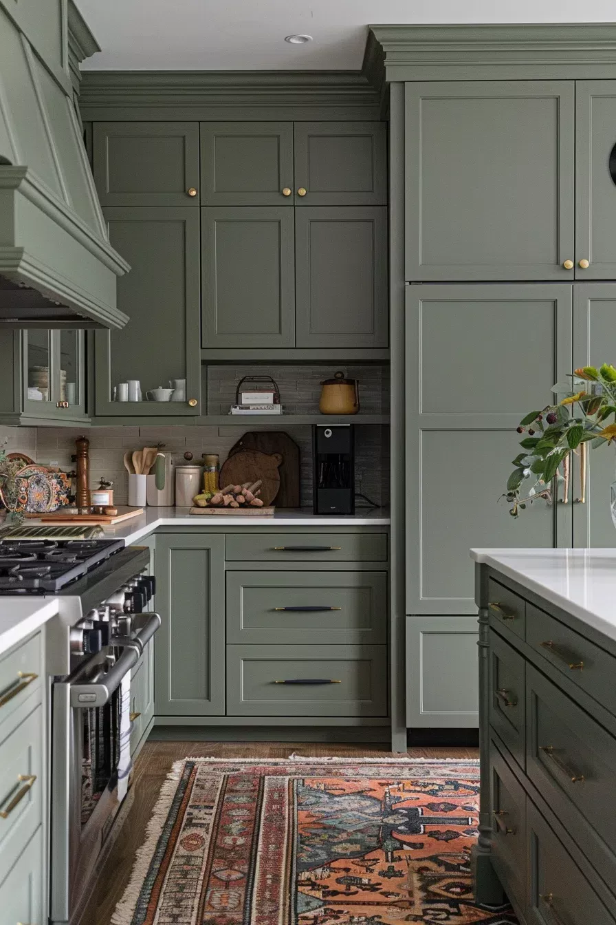 green kitchen cabinets