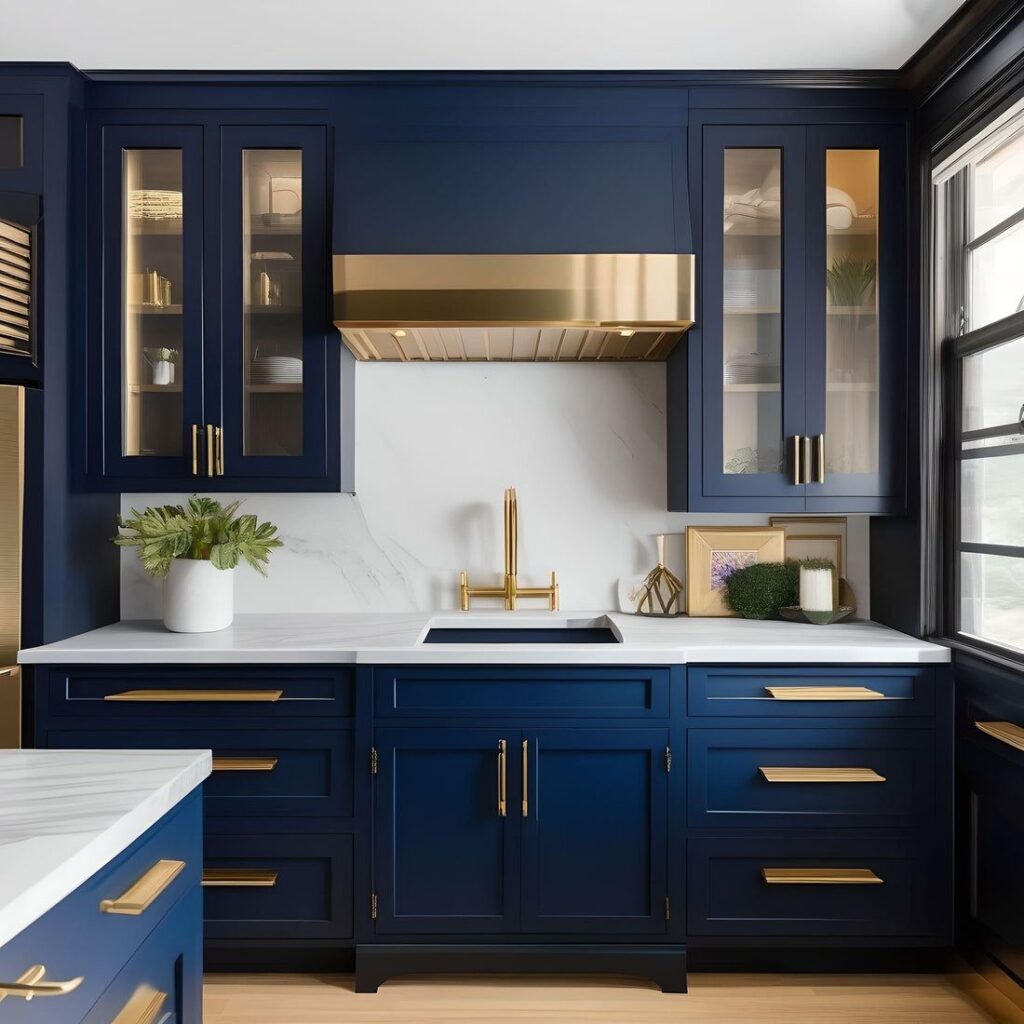 blue kitchen cabinets