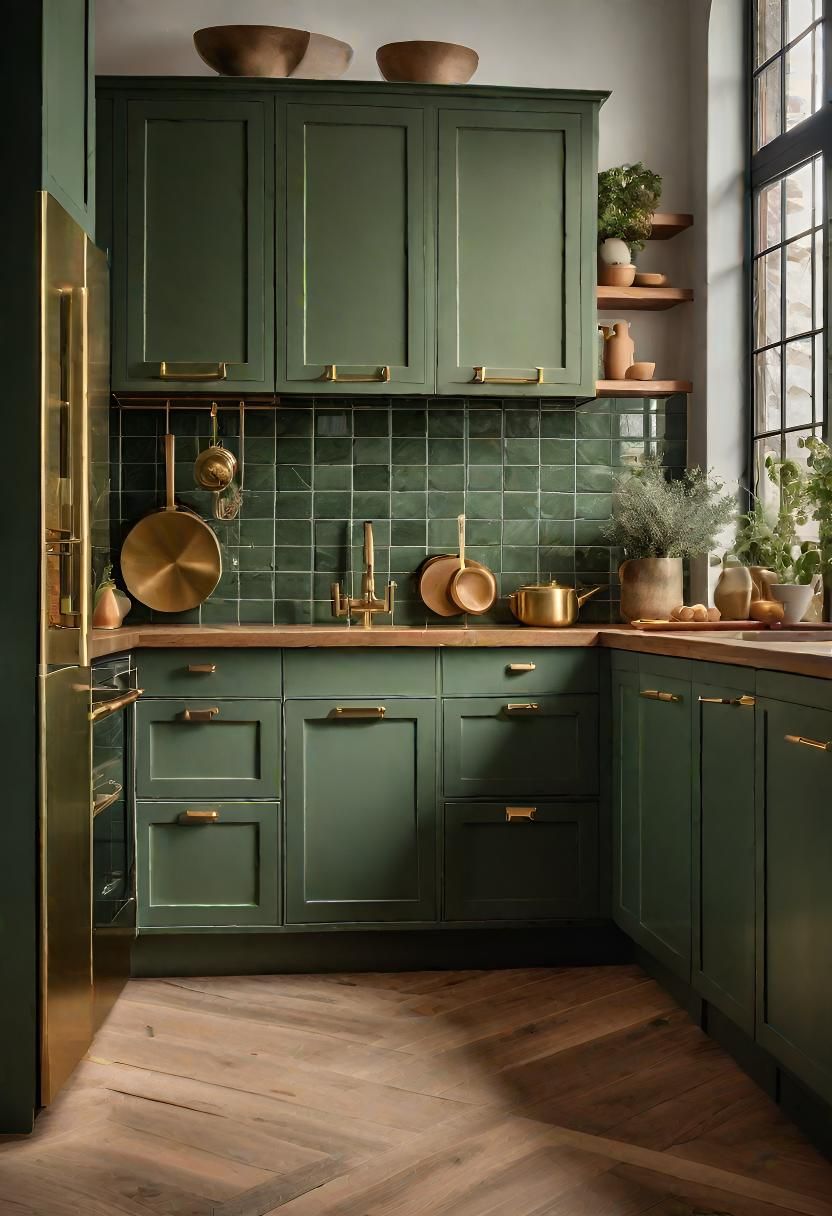 kitchen green cabinets