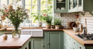 kitchen green cabinets