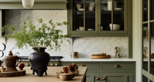 green kitchen cabinets