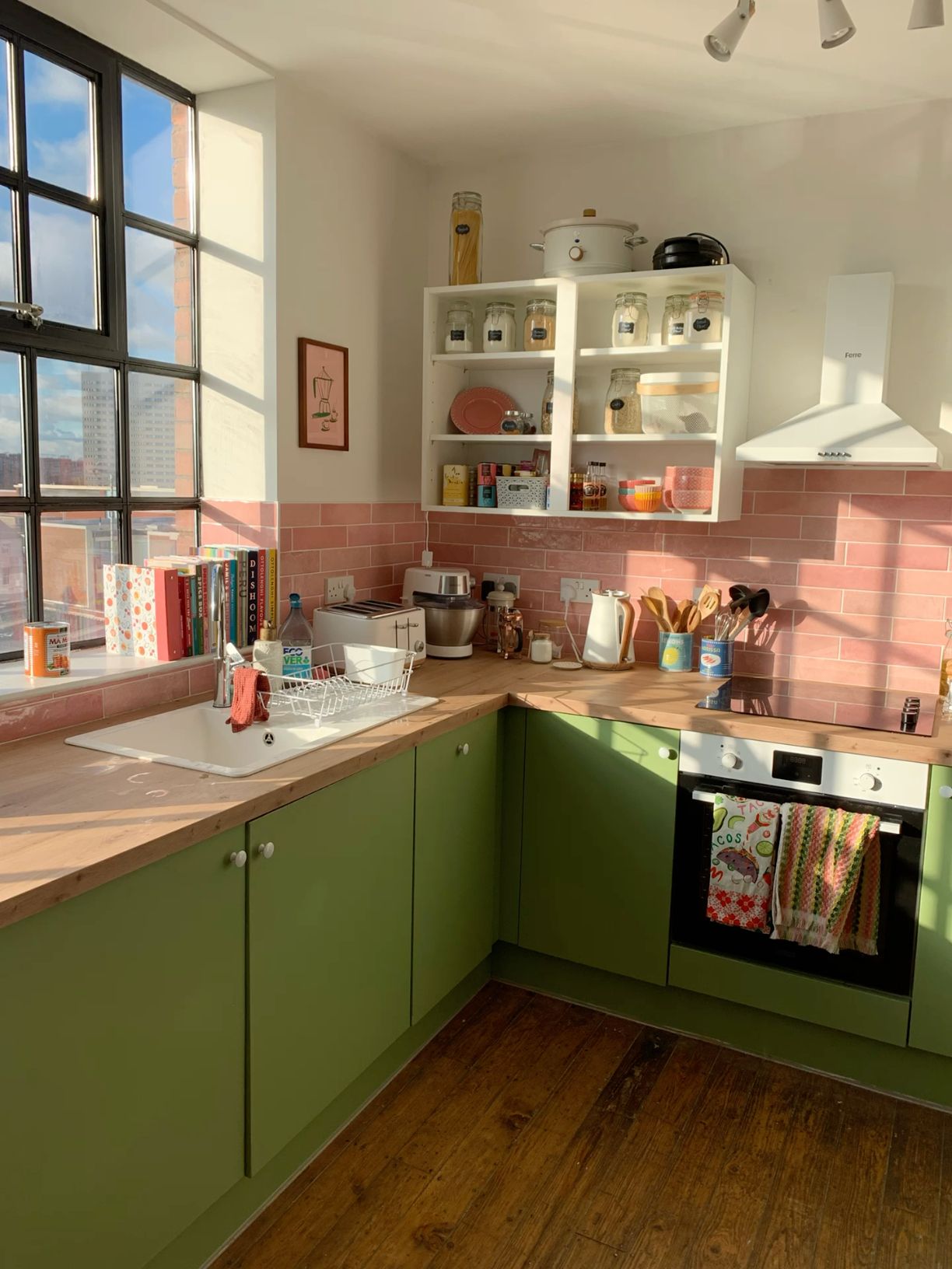 kitchen green cabinets