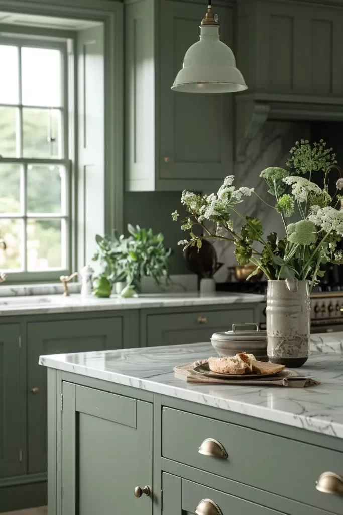 green kitchen cabinets