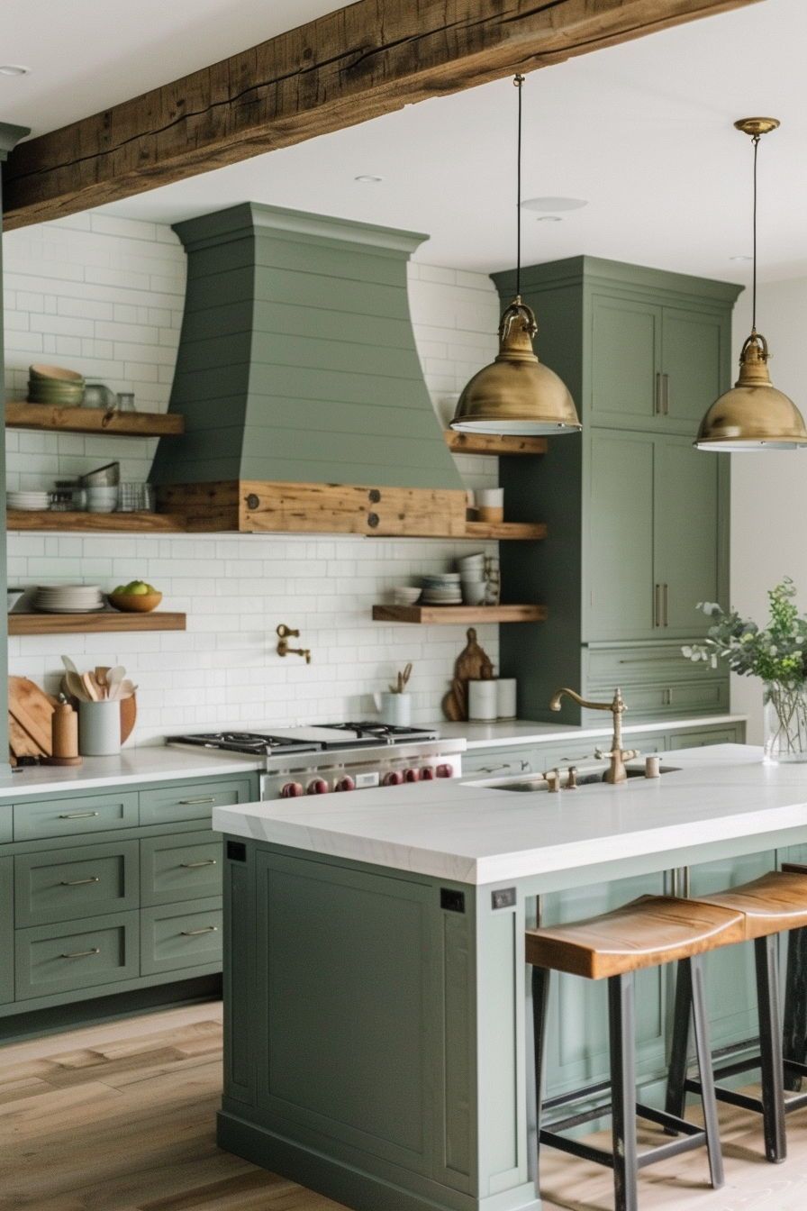 kitchen green cabinets