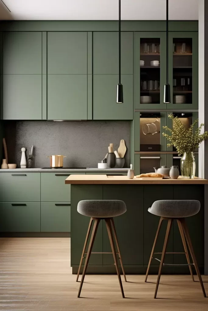 green kitchen cabinets