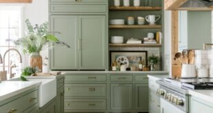 green kitchen cabinets