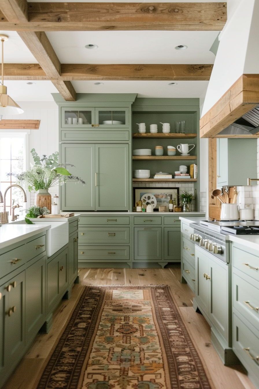 green kitchen cabinets