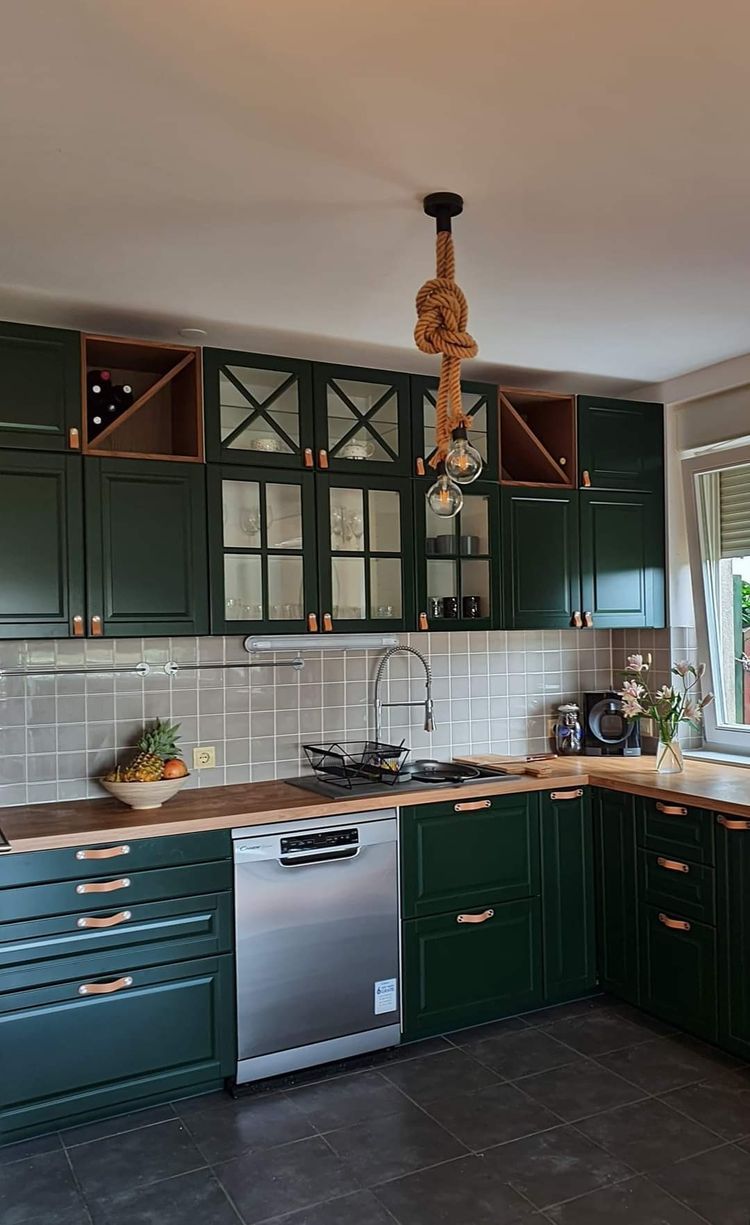 kitchen green cabinets