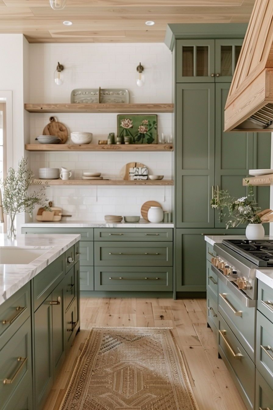 kitchen green cabinets