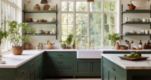 kitchen green cabinets