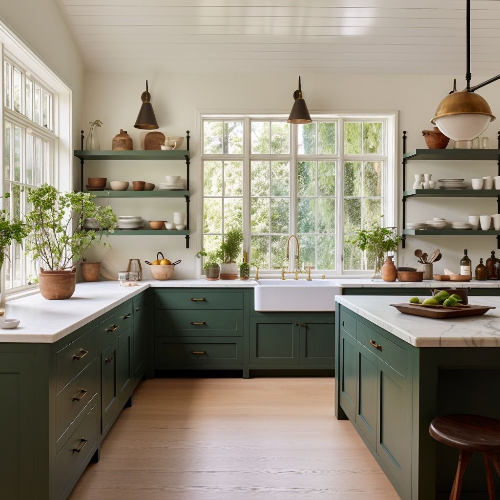 kitchen green cabinets