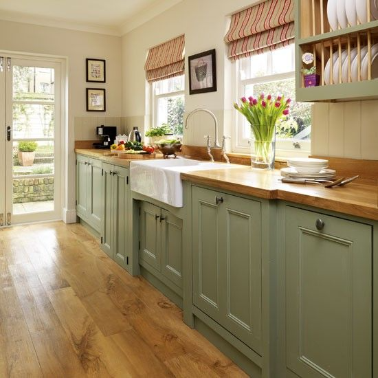 kitchen green cabinets