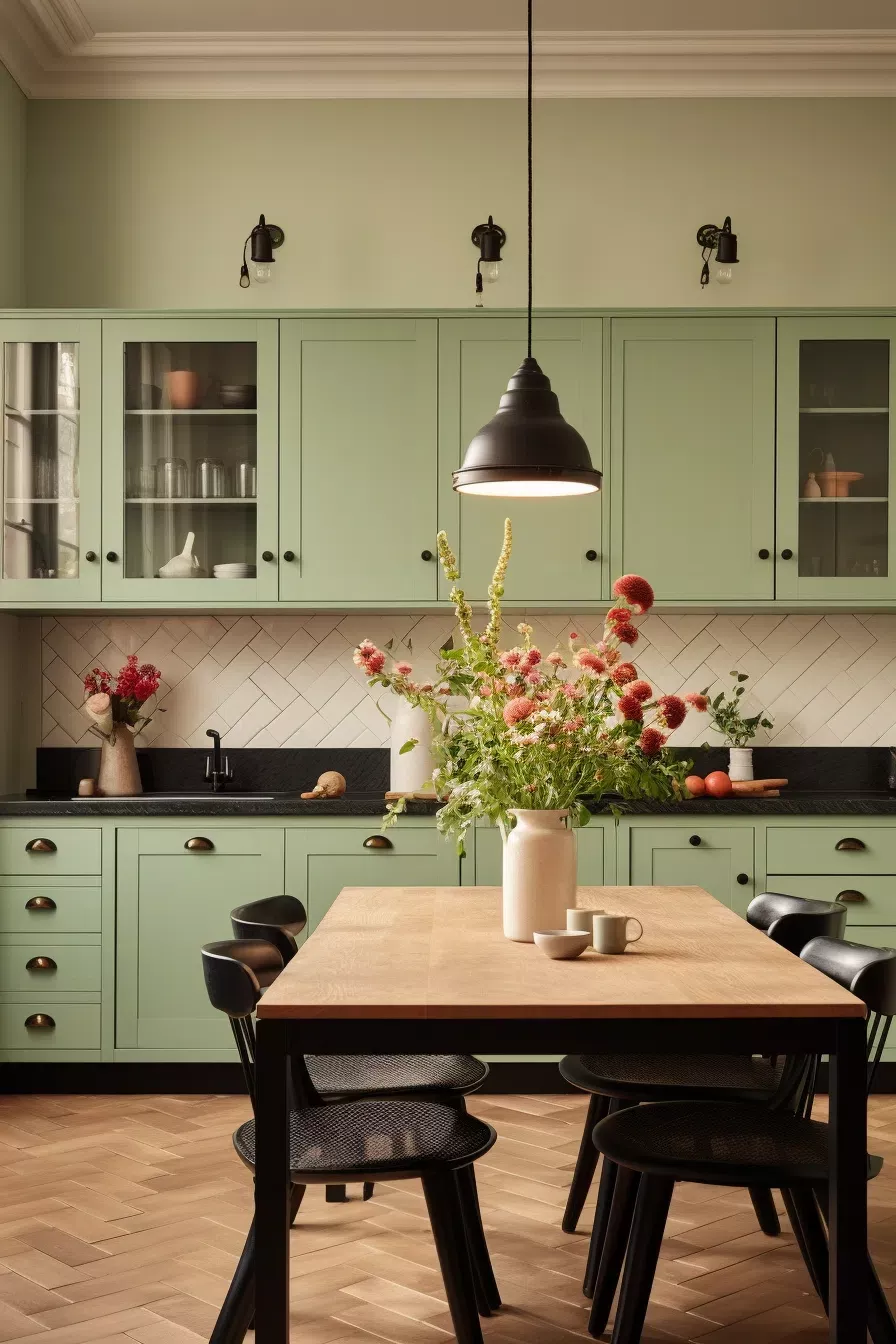 kitchen green cabinets